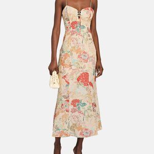 Significant Other Salvador Floral Linen-Blend Midi Dress Size 4